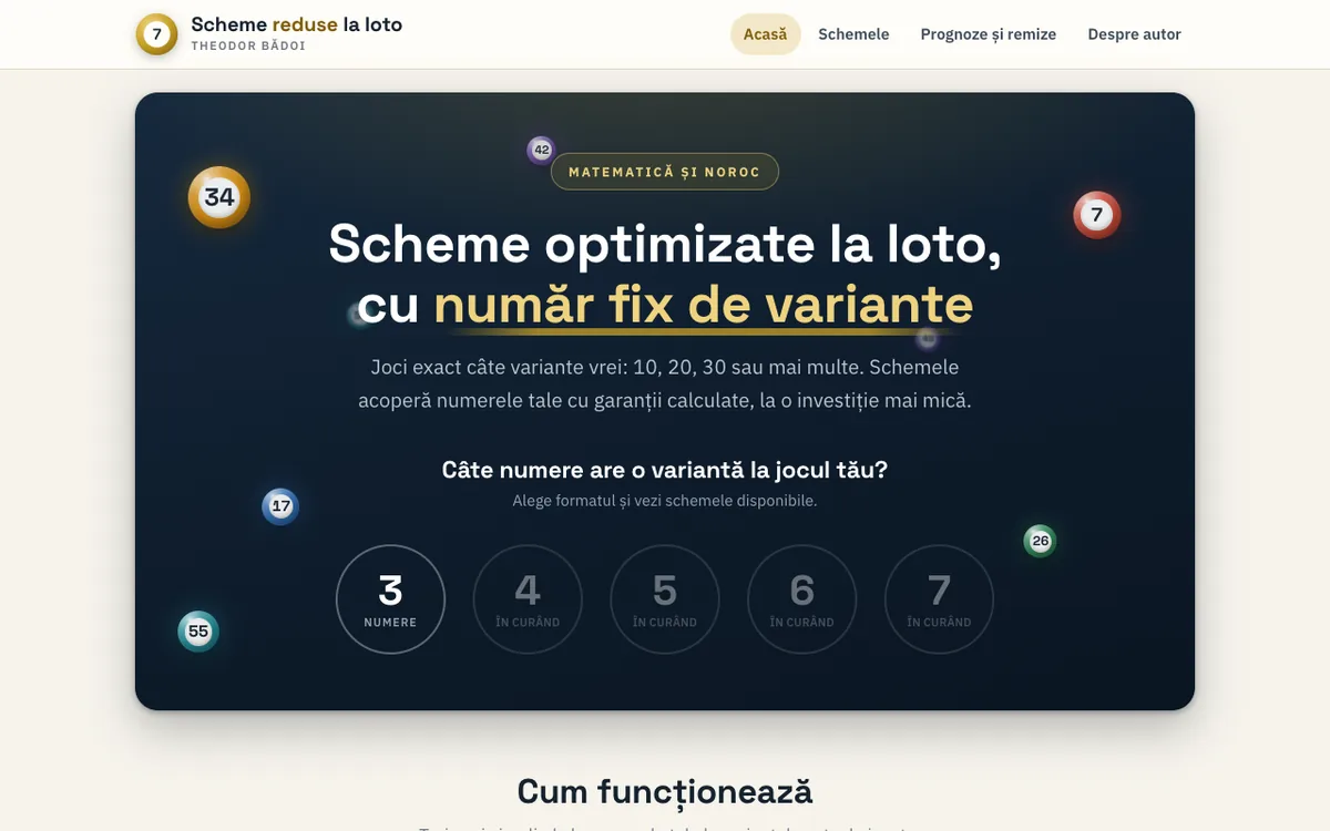 Demo Bădoi Theodor, site personal despre scheme loto