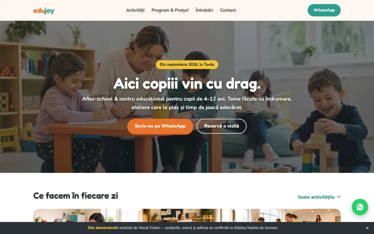 Demo Edujoy, site de prezentare pentru educație