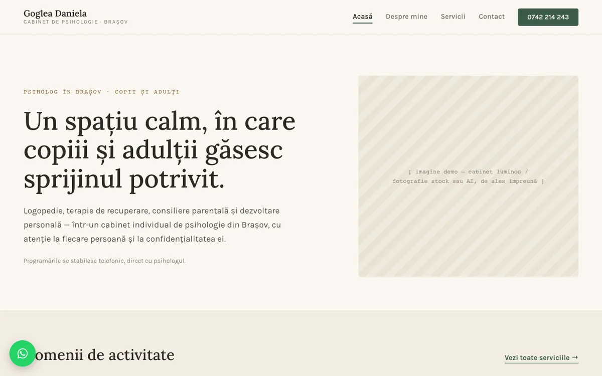 Demo Goglea Daniela, site de prezentare pentru servicii