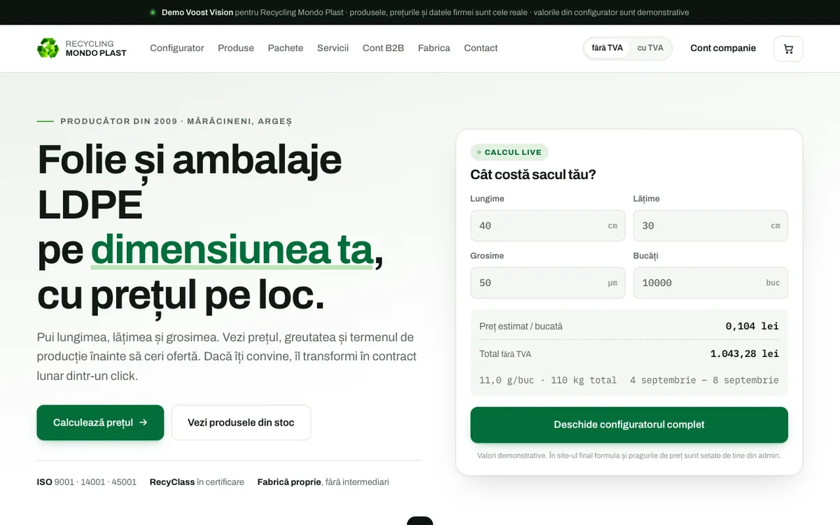 Demo Mondoplast, site de prezentare pentru ambalaje