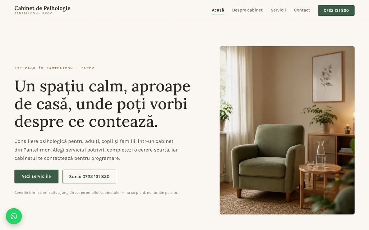Demo Cabinet de psihologie, servicii și programări